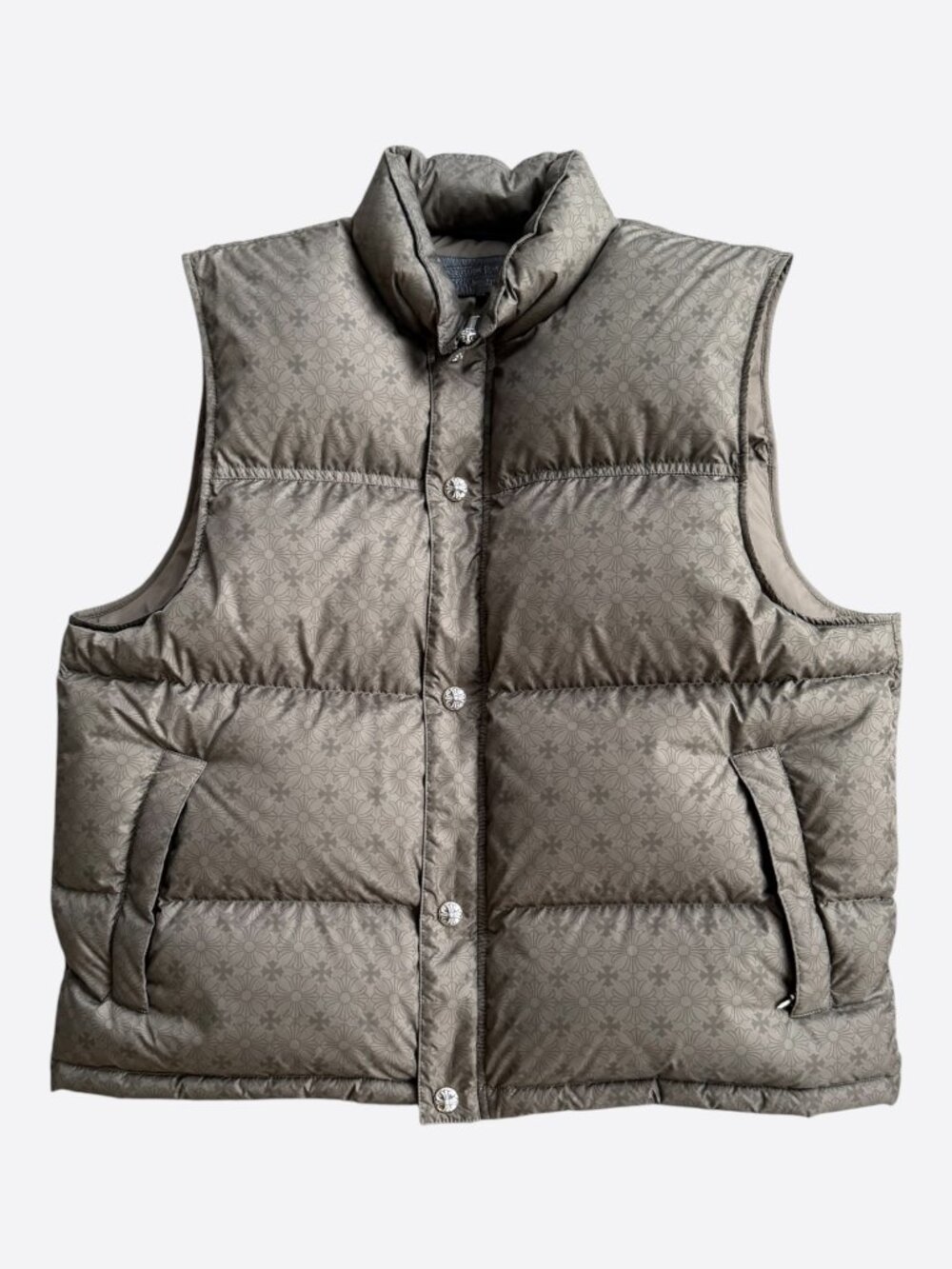 Chrome Hearts Olive Cross Jacquard Puffer Vest